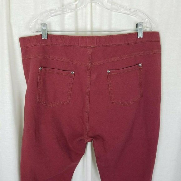 Evy's Tree Denim Skinnies Ponte Pants Skinny Jeans Jeggings Leggings Maroon 2X - Picture 5 of 8